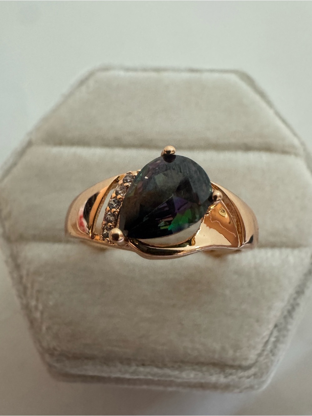 14K 585 Rolled Gold Hallmarked Mystic Topaz Ring Size 7.5 Color Changing - Picture 8 of 13